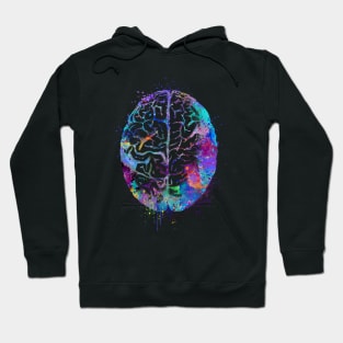 Human Brain Colorful Watercolor Anatomy Gift Hoodie